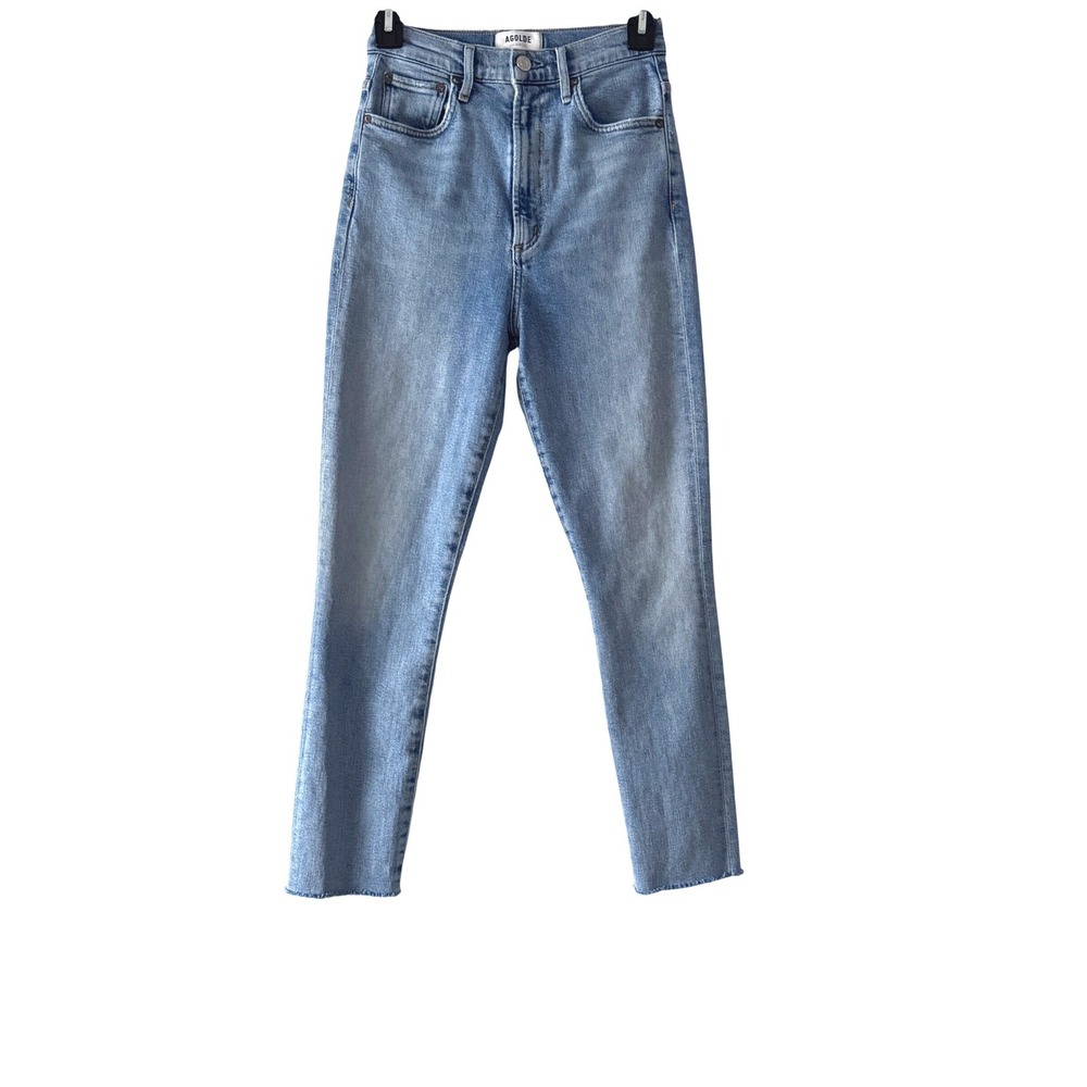 AGOLDE Women 25 Jeans Pinch High Rise Skinny Light Wash Raw Hem